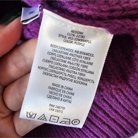 NEW Re/Done Boatneck Cropped Wool Sweater in Purple - Picture 9 of 12